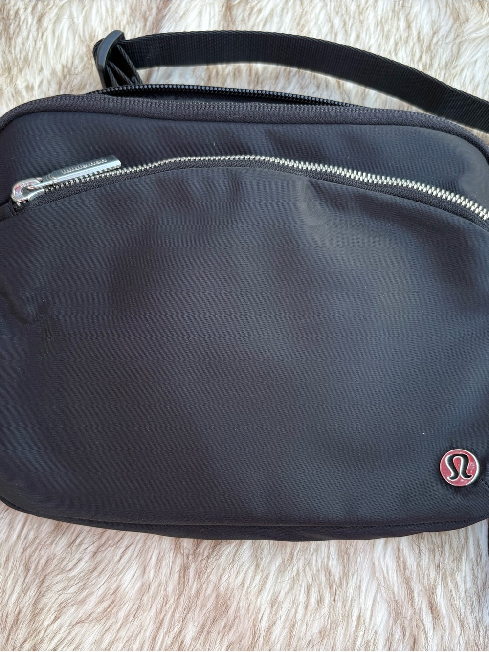 lululemon Adventure Black crossbody with Silver Zipper